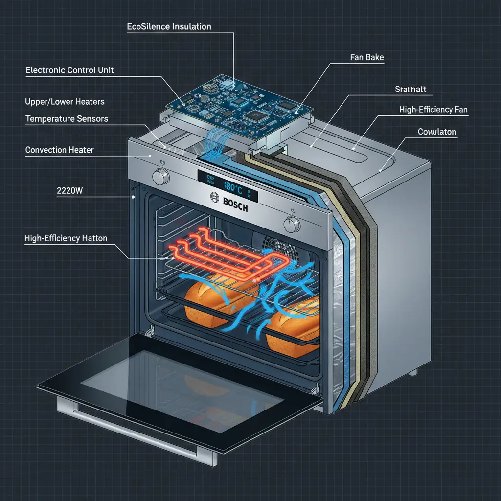 مخطط مكونات فرن بوش الداخلية