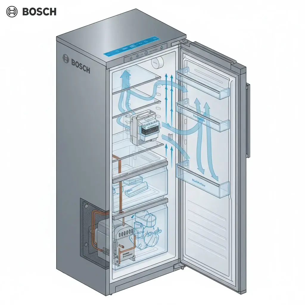 مخطط مكونات ثلاجة بوش الداخلية ونظام التبريد