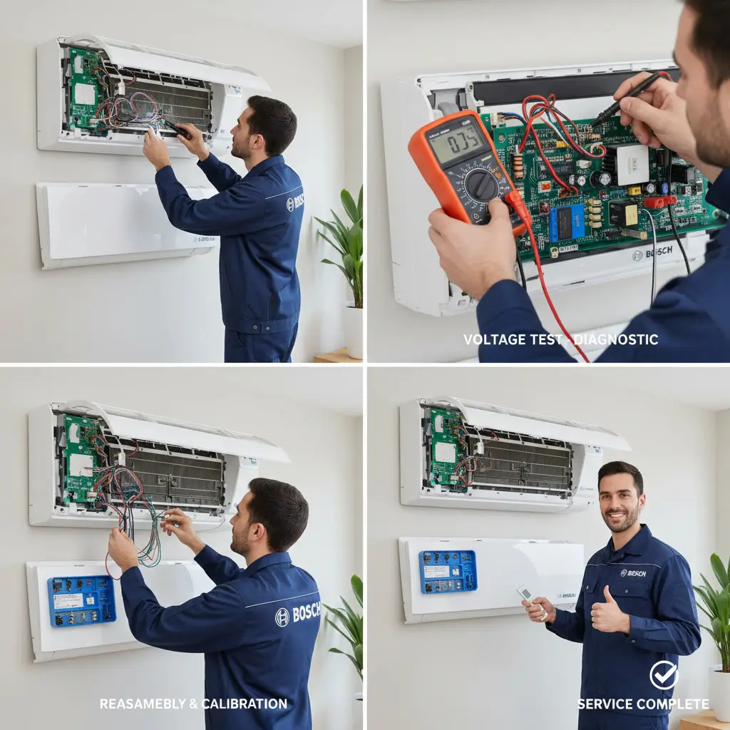 خطوات صيانة تكييف بوش داخل المنزل من التشخيص حتى اختبار التبريد