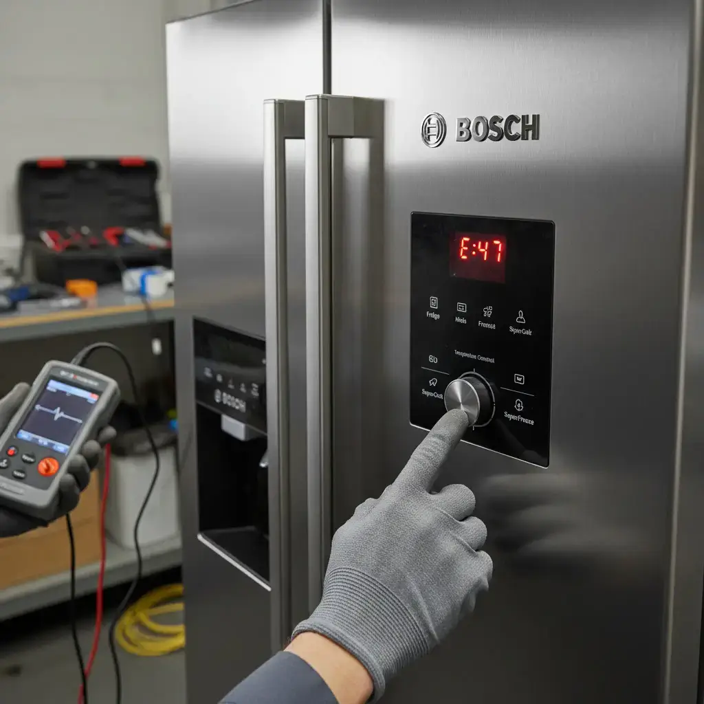 شاشة ثلاجة بوش تعرض كود عطل خاص بنظام التبريد