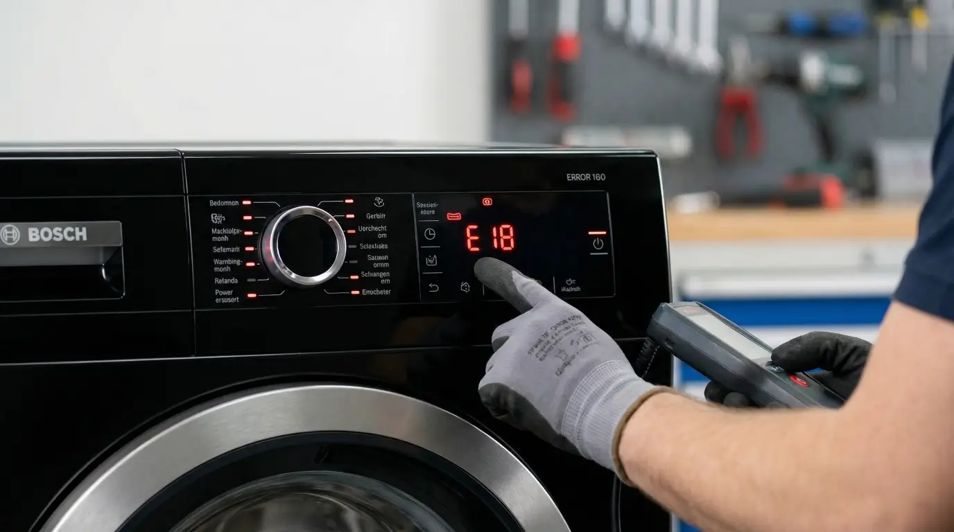 شاشة غسالة بوش تعرض كود عطل E18